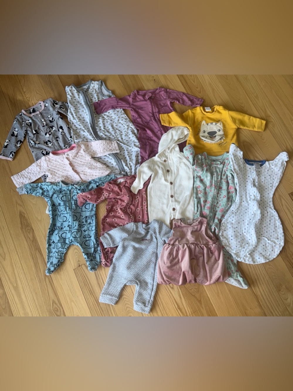 Baby Clothes Bundle Newborn-12M Lot Carter’s Burt’s Bees Zara Sleepers Outfits